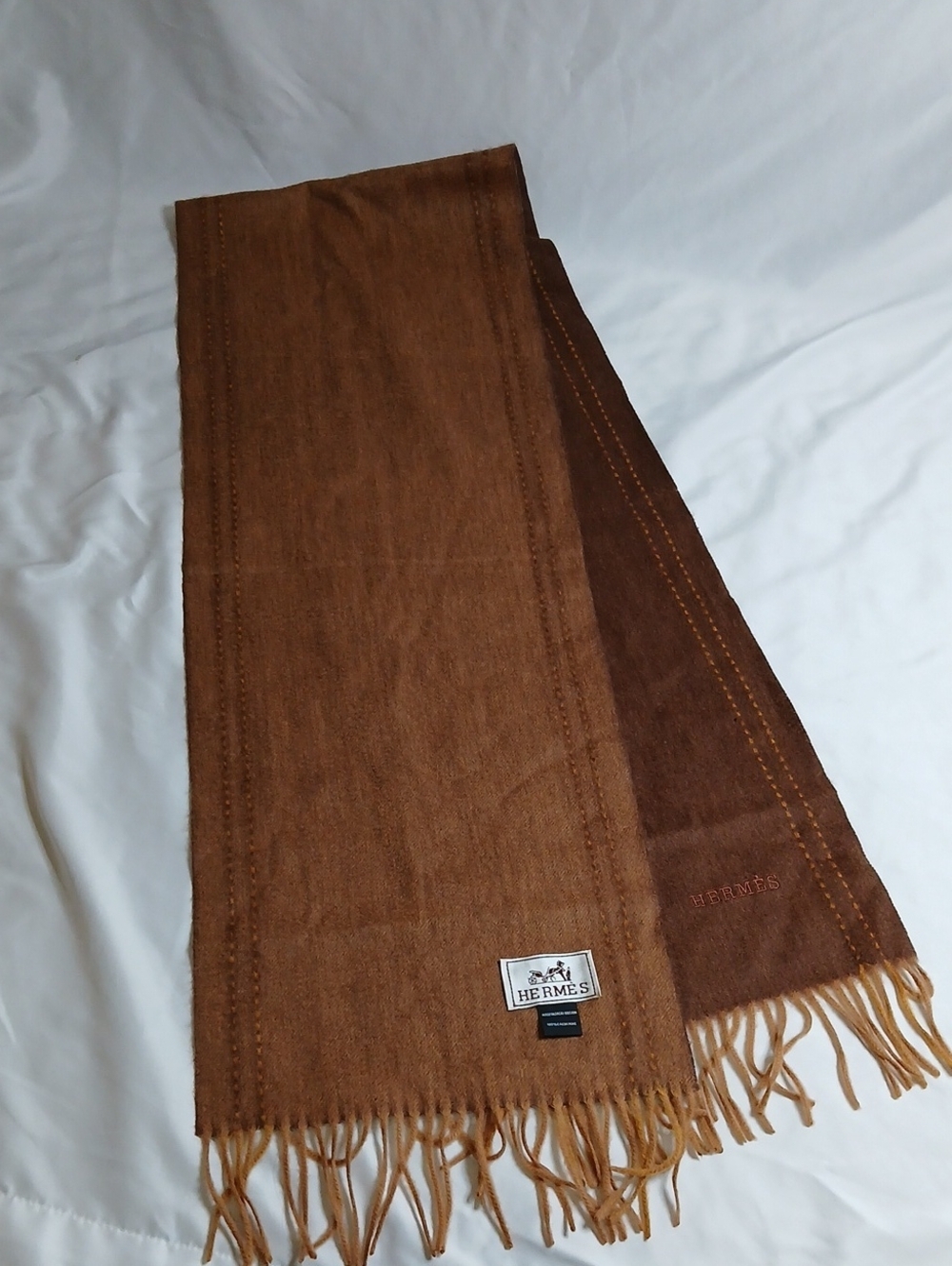 Hermes Brown Two-Tone Men's Scarf
